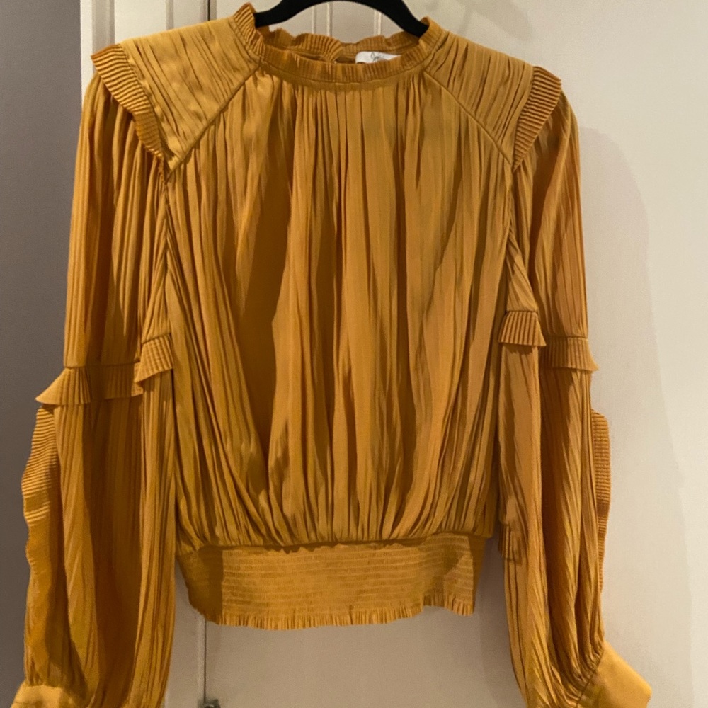 Joie pleated balloon sleeve blouse